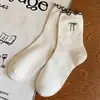 Calcetines para Mujer Calcetines de Caña Media con Borde de Oreja de Madera Otoño Lindos Dibujos Animados Hilo de Punto Combinación Perfecta Encaje Lazo Calcetines de Estudiante Tendencia