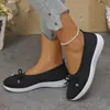 Zapatos Europeos y Americanos Transfronterizos Tallas Grandes para Mujer Boca Baja Zapatos de Salón Tejido de Mariposa con Lazo Zapatos de Madre Transpirables Suela Suave Zapatos Casuales para Caminar
