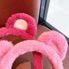 Tiara Fofa de Urso com Orelhas de Morango para Mulheres, Verão, Rosa, Pelúcia, Celebridade da Internet, Novo Acessório de Cabeça 2022, Para Lavar o Rosto, Cabelo
