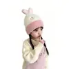 Gorro de Lana para Niños Otoño e Invierno Lindo Dibujo Animado Protección para los Oídos Gorro de Punto Tejido para Bebé Niños y Niñas Gorro Cálido de Felpa