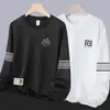 Sudadera de otoño e invierno para hombre, holgada y gruesa, sin capucha con cuello redondo, camiseta de manga larga, talla grande, moderna y versátil para usar como prenda exterior