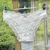 Calcinhas de Renda Sedosa Estilo Novo para Mulheres, Finas Respiráveis de Verão, Cós Baixo Levanta Bumbum de Algodão