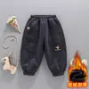 Ropa para niños, sudadera de invierno con forro polar para niños, pantalones casuales de una pieza de polar estilo coreano, pantalones deportivos para bebé, para exportación