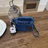 Bolsa de Lona Jeans Lavado Estilo Japonês Ins Hong Kong Retrô Bolsa de Ombro Cruzada Moda de Rua para Meninas Estudantes Artísticas