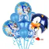 Erizo Sony Dibujos Animados Son Aluminio Película Globo Chico Sónico Forma Dibujo Animado Fiesta de Cumpleaños Set de 5 Piezas Globo