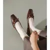 Zapatos Planos de Cuero Genuino para Mujer, Estilo Old Money Británico, Estampado de Leopardo, Crin de Caballo, Retazos de Piel de Vaca, Moño, Punta Cuadrada, Suela Baja, Colección Primavera 2026