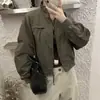 Jaqueta Casual Estilo Coreano Nova para Outono de 2026, Gola Alta, Caimento Solto, Emagrecedora, Versátil, Manga Curta, Estilo Curto para Pessoas Baixas