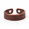 Set Popular Transfronterizo de Pulsera y Anillo Magnéticos, Diseño Floral Retro Europeo y Americano, Acabado Cepillado de Cobre Rojo Antiguo, Joyería de Estilo Vintage para Parejas