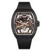 Reloj Alemán Bugatti Bonest Gatti Marca Reloj Mecánico Totalmente Automático Tipo Barril de Fibra de Carbono para Hombre