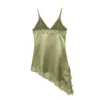 Vestido tipo camisola sin mangas con escote en V, diseño nuevo de primavera para mujer, transfronterizo, con retazos de encaje asimétricos, vestido de lujo ligero