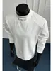 Camiseta de Manga Larga Desestructurada Estilo Americano para Hombre, Primavera Ajuste Delgado, Fresca y Elegante, Top Básico Holgado Oversize para Hombre
