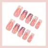 Europeu e Americano Transfronteiriço Branco Estilo Francês Laço Rosa Pedraria Nail Art Estilo Doce Pontas de Unha de Alta Qualidade