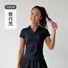 Top deportivo de manga corta con cuello polo transfronterizo para mujer, ropa de verano para tenis, yoga, corte ajustado, hombro normal, para correr, Pilates y fitness