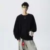 Moletom Masculino Gola Redonda, Cor Sólida, Camiseta Fashionável Tendência Manga Longa, Marca High Street Primavera e Outono Solta Casual Camisa Básica
