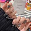 Uñas Portátiles Estilo Francés con Diseño de Mariposa Brillante, Arte de Uñas Portátiles Hecho a Mano, Set de 24 Piezas, Fuente Directa