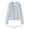 Conjunto de Cardigan V-neck com Camisola Leve de Caxemira e Seda de Amora Outono Inverno Conjunto Interno de Duas Peças Jaqueta de Malha Feminina