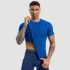 Ropa de Fitness Gris de Gama Alta de Secado Rápido Camiseta Deportiva de Poliéster para Hombre Cuello Redondo Manga Corta Camisa de Compresión Fábrica OEM