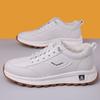 2025 Novo Inverno Masculino Veludo Quente Estilo Esportivo Casual Sapatos de Couro para Homens Jovens Versátil Solado Grosso Sapatos Brancos Trbottomy