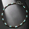 Producto Nuevo Más Vendido Estilo Bohemio Collar de Piedra Natural y Madera para Hombre Retro Verano Acero Inoxidable Collar al por Mayor