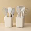 Juego de Utensilios de Cocina de Silicona, Espátula para Freír, Raspador, Cuchara para Sopa, Colador, Brocha para Aceite, Batidor de Huevos, Utensilio para Hornear, Mango Corto de Silicona, Resistente a Altas Temperaturas