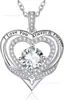 Collar de Corazón de Plata de Ley S925 Europeo y Americano Transfronterizo para Mujer, Colgante de Moissanita Sintética, Cadena para Clavícula, Regalo de Moda para el Día de San Valentín