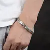 Yuhong 2024 Nuevo Dominante Calavera Diseño Puro Tejido a Mano Pulsera para Hombre Retro Vieja Moda Ins Pulsera