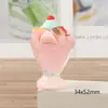 Taza de Helado Luminosa Estéreo DIY Pegamento de Crema Accesorios de Resina Adornos de Cochecitos Pequeños Lindos Colgante Llavero
