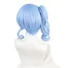 Peruca Cosplay de Idol Streamer Virtual Tongchuan Vtuber Hoshimachi Suisei Azul Gelo Desmontável Rabo de Cavalo Único Cabelo Curto