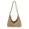 Bolso de Hombro Único Verde Militar Retro Nuevo para Mujer de Gran Capacidad Bolso Cruzado Bolso para la Escuela y el Trabajo Color Sólido Moda Gamuza Moderno