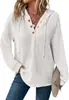 Stock Listo 2025 Sudadera con Capucha para Mujer Transfronteriza Europea y Americana Tejido de Gofre con Cuello en V Botones Cordón Sudadera