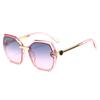 Óculos de sol femininos Nova Moda 2024 Lente transparente perna de metal marinho armação grande óculos de sol poligonais óculos europeus e americanos