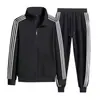Chaqueta Fina de Primavera y Otoño Ropa Deportiva Casual para Hombre Traje de Tres Rayas Sudadera y Pantalones Deportivos para Correr al Aire Libre Conjunto de Dos Piezas