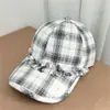 Gorra Octagonal Retro a Cuadros Estilo Japonés para Mujer, Primavera y Verano, con Encaje, Versátil, Adelgazante, Estilo Dulce y Fresco, Gorra de Béisbol de Moda