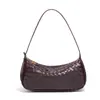 Bolsa Baguette de Venta Caliente Europea y Americana Moda Bolso de Hombro Único Debajo del Brazo Color Sólido Cuero Suave Tejido Bolso para Mujer Cruzado Bolso Dumpling Moderno