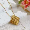 Bolsa con Patrón de Diamantes Ins Acero de Titanio Europeo y Americano de Alta Gama Oro Moda Lujo Accesible Collar con Colgante Juego de Aretes Joyería para Mujer