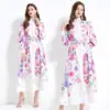 Vestido de alta gama estilo Palacio Vintage con cuello vertical, de un solo botón, cintura ajustada, estampado, para mujer, estilo europeo y americano, adelgazante, elegante, falda larga