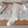 Calcetines Finos de Verano para Pantorrilla de Mujer, Calcetines Holgados de Malla Hueca de Seda, Calcetines Largos Simples Estilo Miu