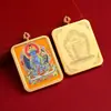 Thangka de Xizang con Detalles Dorados, Thangka Grueso Semipintado a Mano, Ocho Deidades Protectoras, Buda del Zodíaco, Colgante de Caja Thangka del Buda del Nacimiento