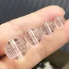 Contas de Vidro Transparentes Vermelhas com Texto Gravado, Letras Douradas Galvanizadas e Componentes de Vidro com Furo Passante para Fazer Pulseiras