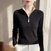 Suéter de Punto Fino con Cuello Alto y Media Cremallera Manga Larga Bloque de Color Ajustado Otoño/Invierno 2026