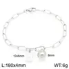 Pulsera Cuadrada de Moda con Letras Inglesas (26), Cadena Sencilla Tipo Clip Estilo Ins, Bola Redonda, Acero de Titanio Chapado en Oro de 18K