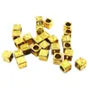 En stock acero inoxidable dorado 7 mm orificio pasante cuadrado accesorios de letras cuentas de letras perforadas colgante collar DIY joyería