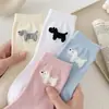 Calcetines lindos de cachorro de dibujos animados para mujer, nuevos calcetines de algodón puro de media pantorrilla para primavera/verano, calcetines blancos holgados de estilo coreano de moda