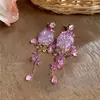 Aretes de plata con borlas florales incrustadas de diamantes, lujo ligero, moda de alta gama, aretes sencillos, diseño de nicho, exquisitos accesorios para la oreja