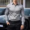 Camisa de Negocios para Hombre Musculoso, Camisa de Trabajo Profesional sin Planchar, Camisa Casual de Manga Larga Antiarrugas para Primavera y Otoño