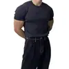 Camisa de Tricô Popular Europeia Transfronteiriça Plus Size de Manga Curta para Homens, Cor Sólida, Adequada para Usar sob um Terno, Camiseta de Seda Gelo para o Verão, Atacado de Fábrica