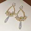Brincos de Pérola com Borla Gota d'Água de Agulha Prateada, Brincos Nicho Retrô Estilo Corte Francês, Brincos de Luxo Leve de Alta Qualidade