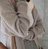 Chaqueta de Punto Clásica Coreana de Longitud Media de Color Puro Otoño e Invierno 2025 Nueva Holgada de Talla Grande Elegante Casual de Punto