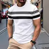 Suéter fino casual de verano para hombre, estilo americano, cuello redondo, manga corta, bloques de color, transfronterizo