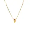 Collar con colgante pequeño de moda 26 letras inglesas acero de titanio oro de 18k cadena de clavícula simple versátil sin decoloración venta al por mayor